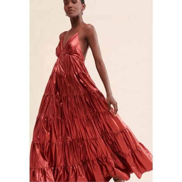 Hutch Metallic Tiered Maxi Dress Size S - Picture 1 of 10